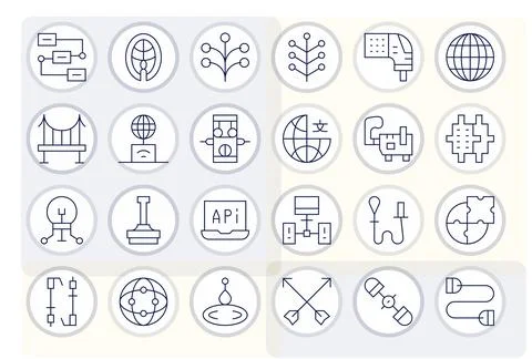 24 Vector Icons for Connection Point featuring High Resolution PIXEL Perfec.. Illustrazione stock
