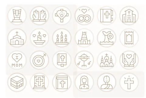 24 Vector Icons for Devotion optimized in Display Perfect Retina Ready Thin.. Illustrazione stock