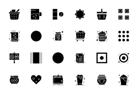 24 Vector Icons for Filled optimized in Editable 64x64 Filled resolution Stock Illustration