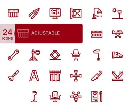 24 Vector Icons inspired by Adjustable in PIXEL Perfect 256x256 Bold Line q.. イラスト素材