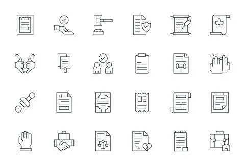 24 Vector Icons inspired by Agreement in Grid Fitted 256x256 Thin Line qualit Stock-Illustration