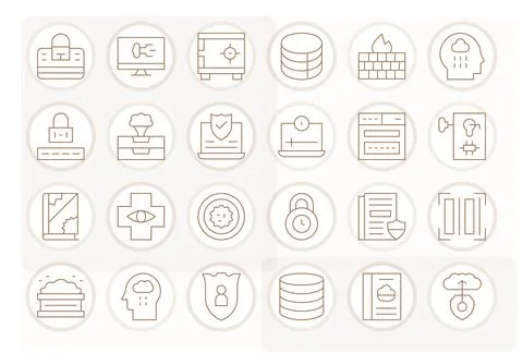 24 Vector Icons inspired by Data Security in Display Perfect High Resolutio.. Stock Illustration