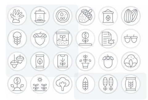 24 Vector Icons inspired by Seed in Display Perfect 256x256 Thin Line quality Stock Illustration