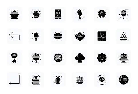 24 Vector Icons for Menu optimized in Editable 64x64 Filled resolution Stock Illustration