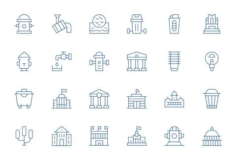 24 Vector Icons for Municipal featuring Retina Ready Editable Thin Line Gra.. Stock Illustration