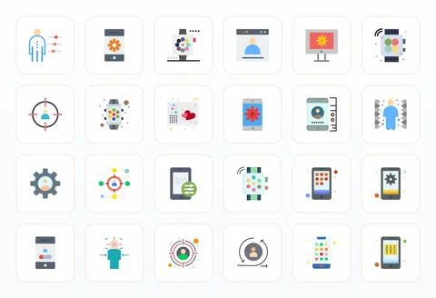 24 Vector Icons for Personalization featuring Retina Ready Grid Fitted Flat.. Stock Illustration