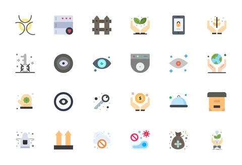 24 Vector Icons for Protect featuring Retina Ready PIXEL Perfect Flat Graphic Stock Illustration