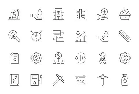 24 Vector Icons for Resource optimized in PIXEL Perfect 128x128 Thin Line r.. Stock Illustration