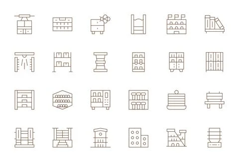 24 Vector Icons for Shelves optimized in Grid Fitted High Resolution Thin L.. Stock Illustration