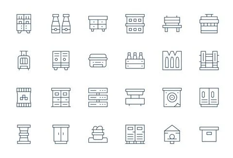 24 Vector Icons for Storage Unit optimized in Display Perfect Retina Ready .. Stock Illustration