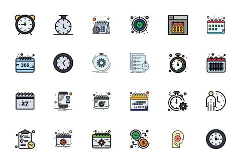 24 Vector Icons for Time Management optimized in Grid Fitted Retina Ready L.. Stock Illustration