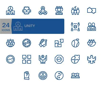 24 Vector Icons for Unity featuring 128x128 Pixel Optimized Bold Line Graphic 库存插图