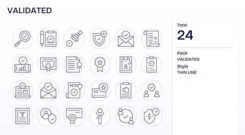 24 Vector Icons for Validated optimized in Pixel Optimized Retina Ready Thi.. Illustrazione stock