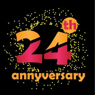24 Year Anniversary Vector Template Design Illustration - Vector Stock Illustration