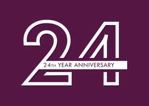 24 years anniversary image vector, 24th anniversary celebration logotype  Illustrazione stock