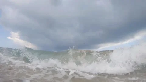 240 Fps Wave Crashing Into Us Fort Lauderdale Beach Storm Video stock 200797619