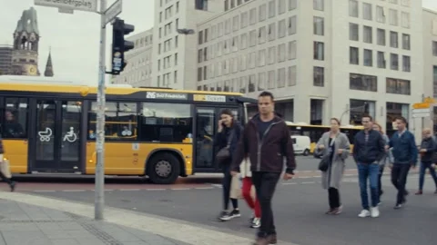 24/10/2024 Berlin. German. A busy intersection in Berlin. Stock Footage 276374059