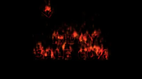 243 Black Friday Realistic Fire Flames Burst on Black Background 60 Percent 動画素材 348207662