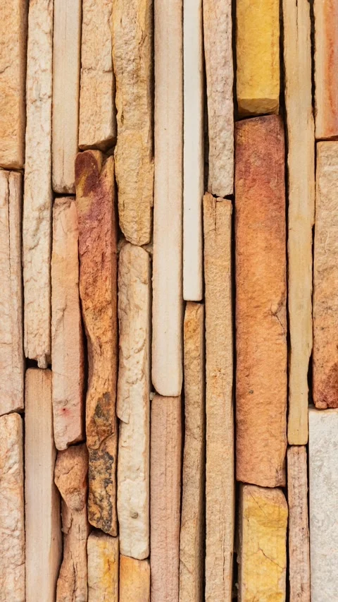 245_Vertical stacked stone wall texture.mp4 Stock Footage 347072855