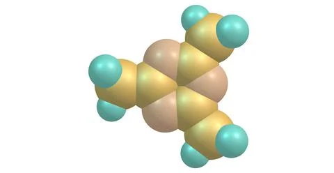 2,4,6-Trimethyl-1,3,5-triazine molecular structure isolated on white Stock Illustration