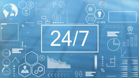 24/7, Animated Typography Stock Footage 116353017