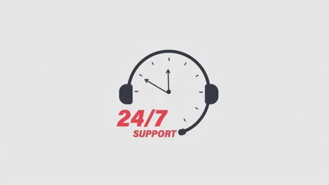 24/7 Customer Support Concept Icon Animation - Transparent Stock Footage 340959737