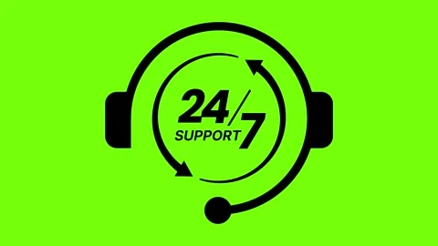 24/7 Customer Support icon Animation with Headset and Arrows on Green Scree.. Stock Footage 309886392