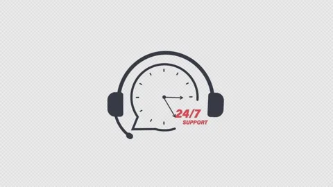 24/7 Customer Support Icon Animation with Clock and Headset - Transparent Stock Footage 340959684