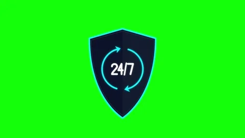 24/7 customer support shield animation continuous service security concept .. Vidéo 344855519