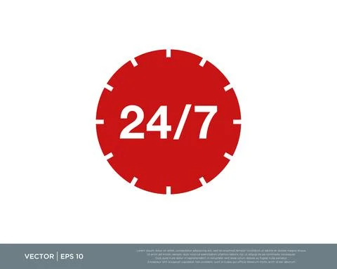 24/7 Hours Icon Vector Design Editable Resizable EPS 10 Stock Illustration