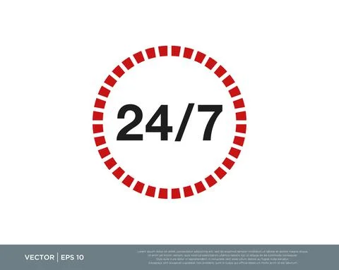 24/7 Hours Icon Vector Design Editable Resizable EPS 10 Stock Illustration
