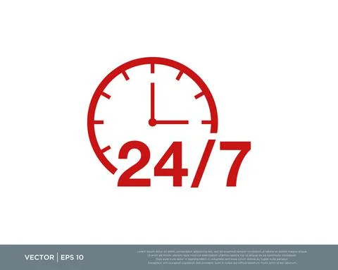 24/7 Hours Icon Vector Design Editable Resizable EPS 10 Stock Illustration