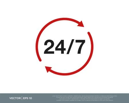 24/7 Hours Icon Vector Illustrazione stock