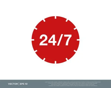 24/7 Hours Icon Vector Illustrazione stock
