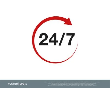 24/7 Hours Icon Vector Illustrazione stock