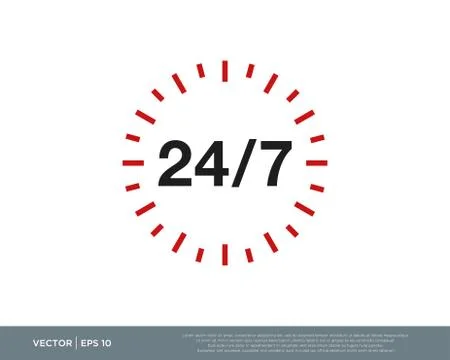 24/7 Hours Icon Vector Stock Illustration