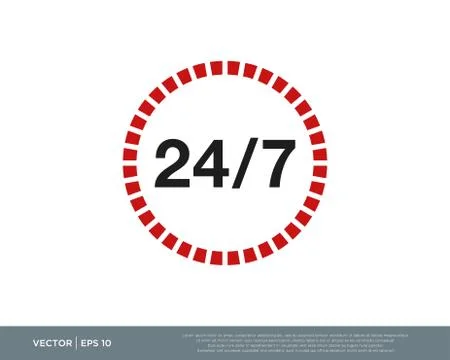 24/7 Hours Icon Vector Stock Illustration