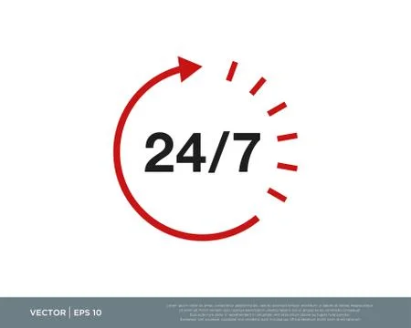 24/7 Hours Icon Vector Stock Illustration