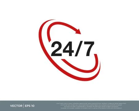 24/7 Hours Icon Vector Stock Illustration