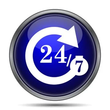24/7 icon. Internet button on white background.. Stock Illustration