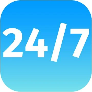 24/7 nonstop time blue icon Stock-Illustration