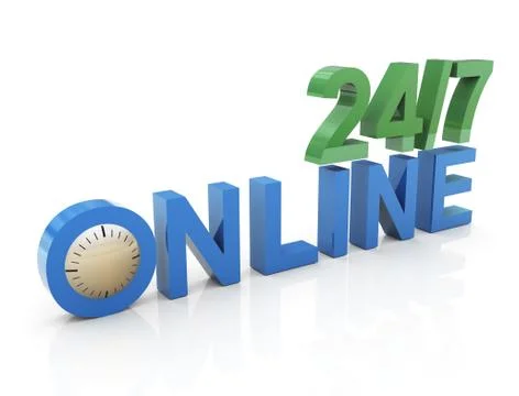 24/7 online Stock Illustration