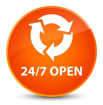 24/7 open elegant orange round button Stock Illustration