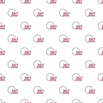 247 open service hours seamless pattern Stockillustratie