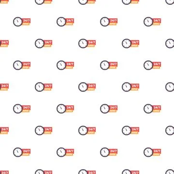 247 open service hours seamless pattern Stock Illustration