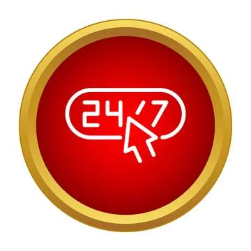 247 service and support button icon Stock Illustration