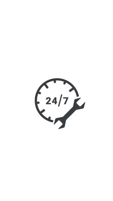 24/7 Service Clock With Wrench Rotation Loop White Background Stock Footage 332700835