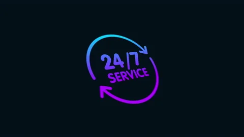 24/7 service icon animation. gradient color Stock Footage 169620672