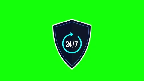 24/7 support shield animation on green screen continuous service security c.. Stock Footage 344855518