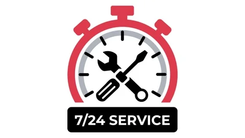 24/7 Technical Support Service Icon with Stopwatch and Repair Tools Stock Footage 334169447